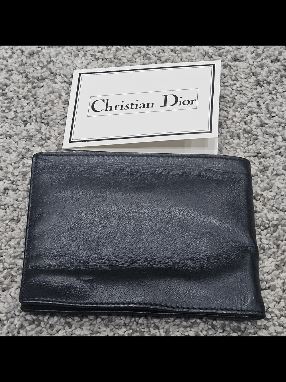 Dior Black Leather Bi-Fold Wallet with Card Slots